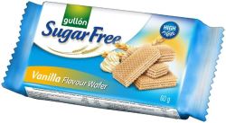 Gullón Vanilla wafer plněné krémem (70 %) s vanilkovou příchutí, bez cukru, s vlákninou 60 g